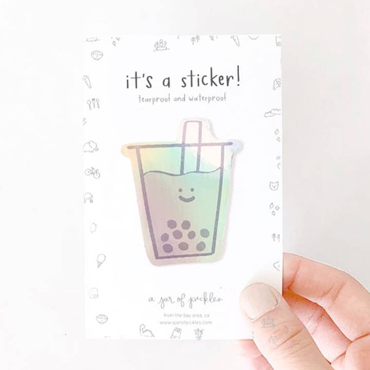 Holografisk Boba Vinylklistermærke for engroshandel hos A Jar Of Pickles