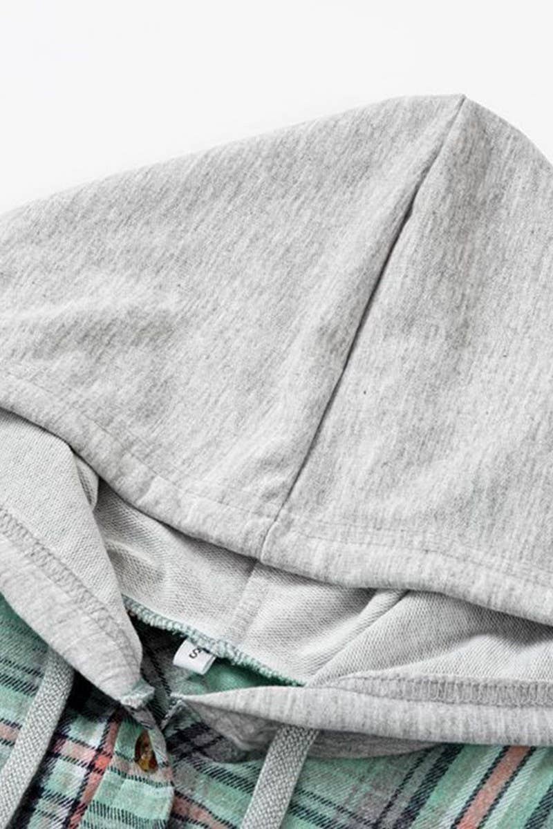 NINEXIS - Wholesale Coat - Women's - CWOCO1101_CASUAL HOODED COLORBLOCK PLAID SHIRT COAT7