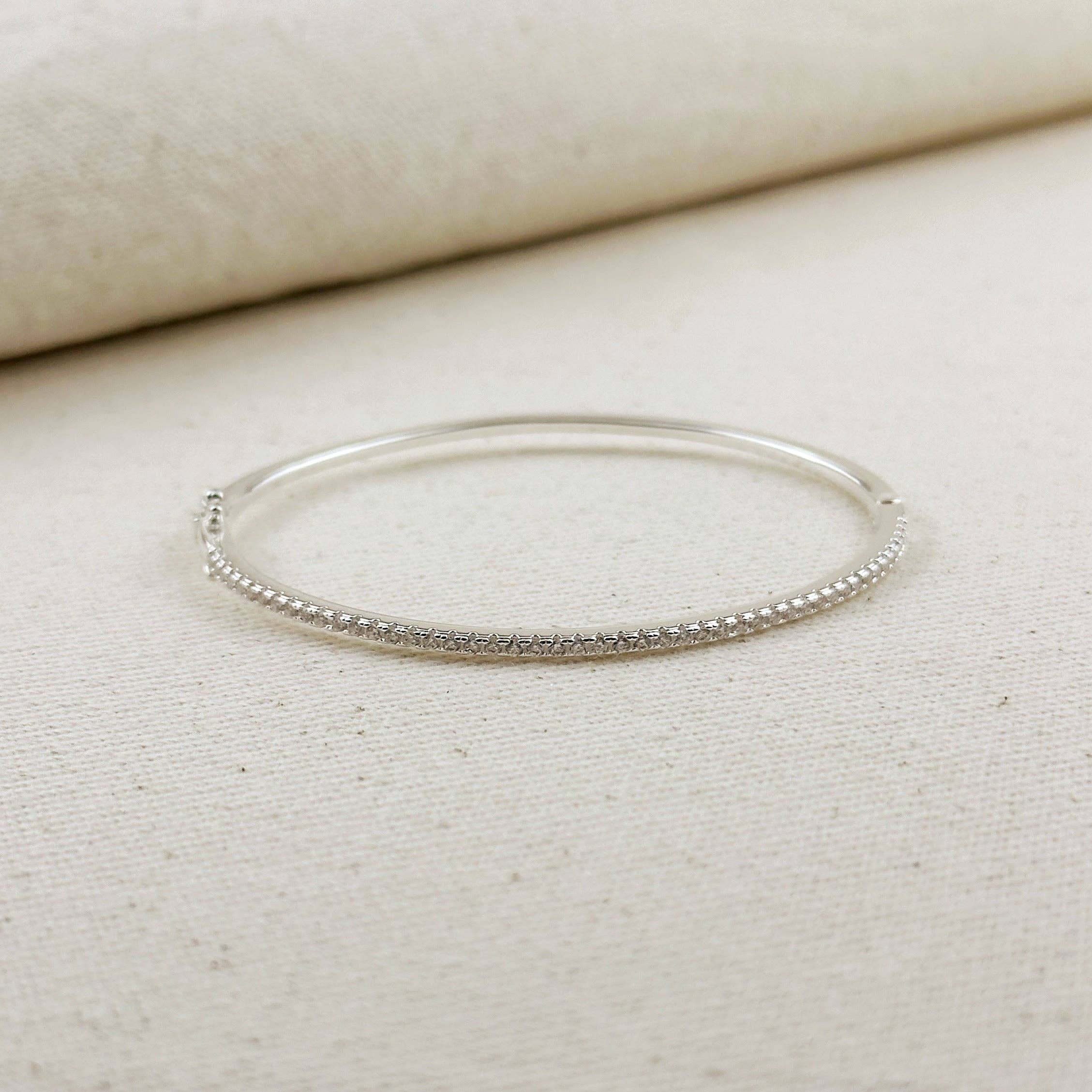 GoldFi - Wholesale Bangle Bracelet - 18k Gold Filled Thin Line CZ Bangle Bracelet1