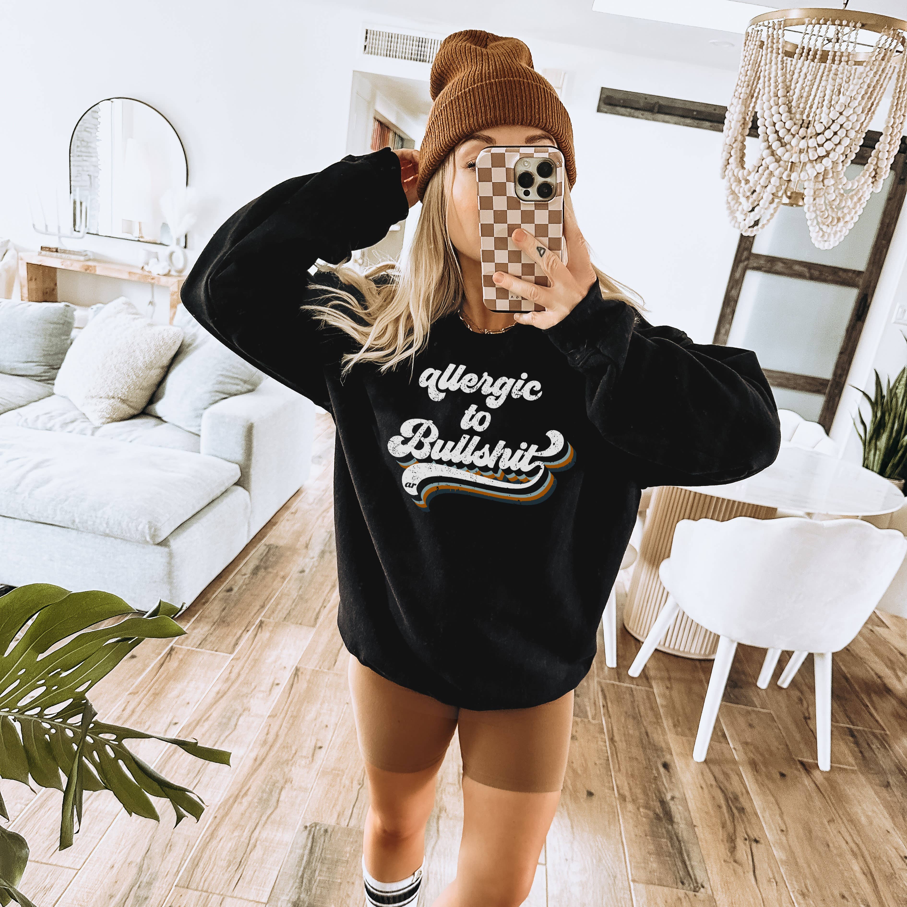 Alley & Rae - Wholesale Graphic Sweatshirt - Women's - Allergic to Bullshit Sweatshirt – Funny Retro Pullover1