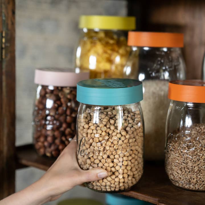 Le Parfait - Vente Pots - Bocal en verre de stockage en vrac de 3 L avec couvercle à vis avec couvercle en plastique mélangé3