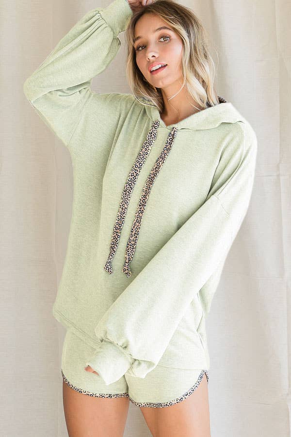 7th Ray - Wholesale Hoodie - Women's - Spring-Summer Animal Contrast Hoodie for Women T39052