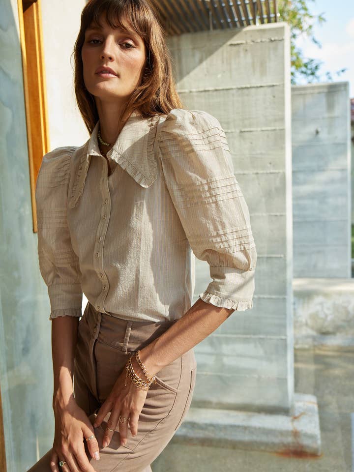 Mini Rainbow Metallic Irina Collar Shirt for wholesale on Faire