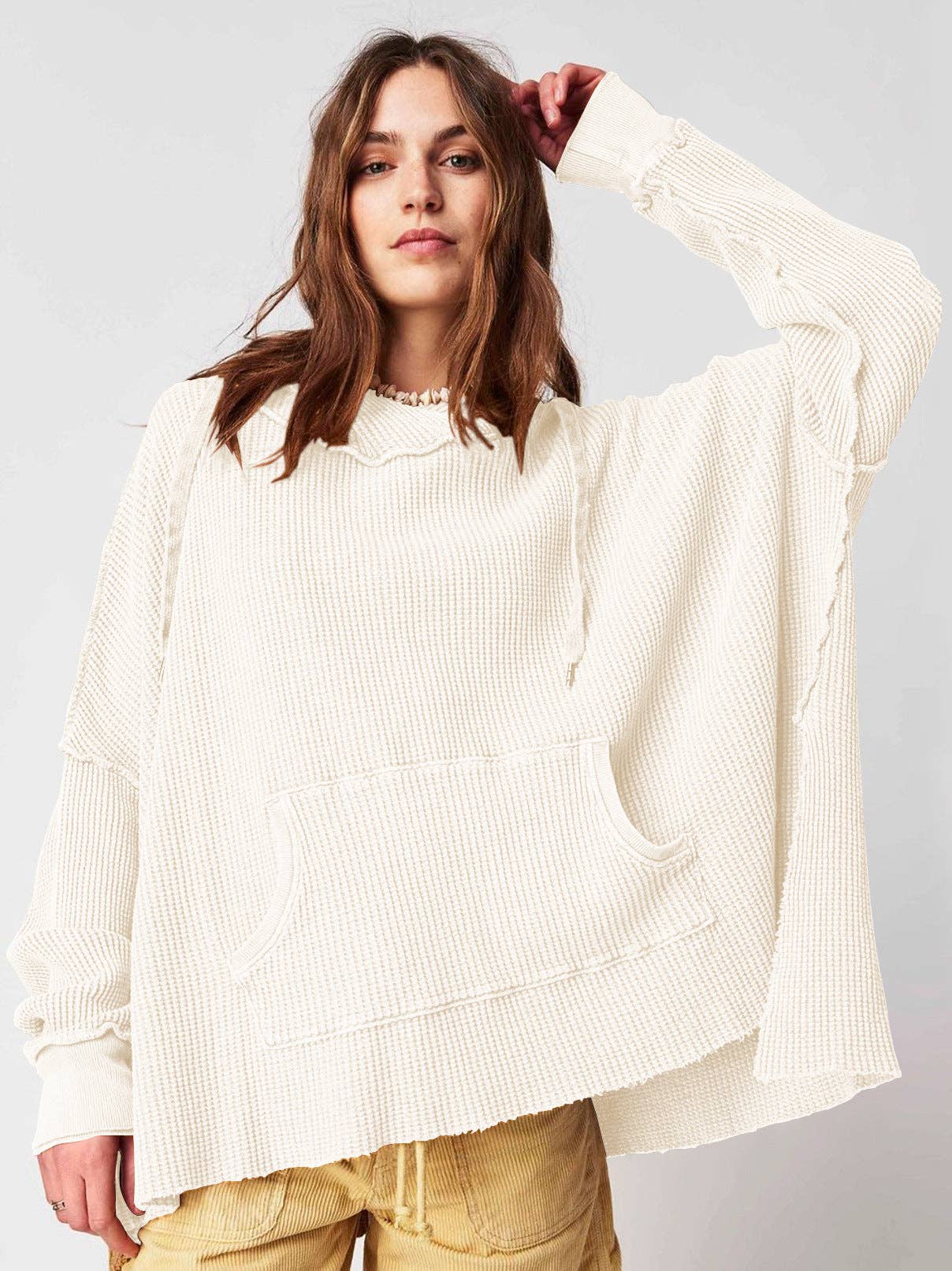 Dipped Shop – wholesale Sweatshirt – Women's – Solid Color Loose Split Hooded Sweatshirt DPT2516045