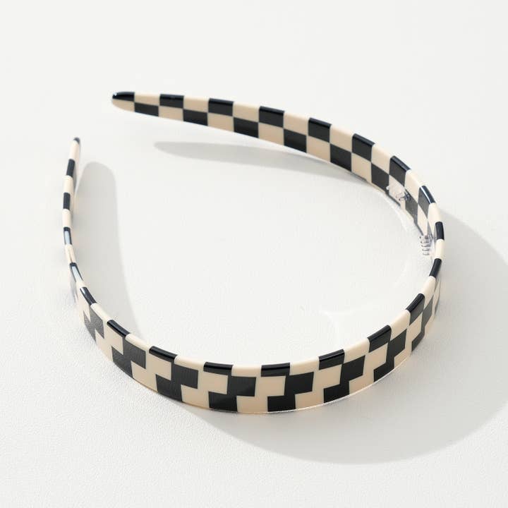Assorted Core Acetate Skinny Headband | Checkered & Marbled for wholesale on Faire6