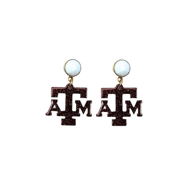 Pendientes Mini Maroon Glitter A&M de Texas A&M para venta al por mayor de Brianna Cannon