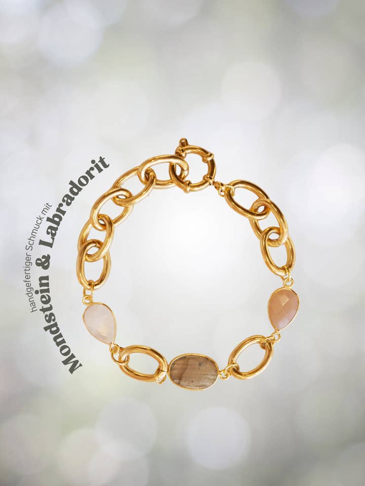 Chunky Edelstahl- Armband mit Mondstein für den Großhandel von the great blossom