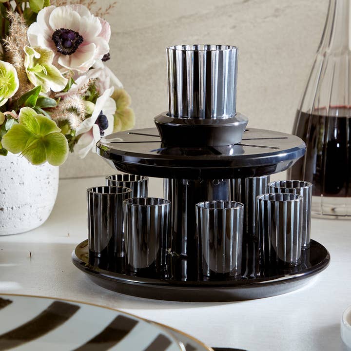 Apeloig Collection - Wholesale Wine Glass - Kiddush Wine Fountain Set Black