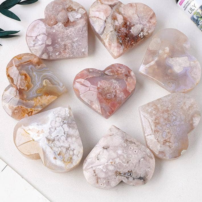 Moon Rituals - Wholesale Spiritual Stone/Crystal - Blossom with Harmony: Flower Agate Crystal Heart 4-5cm