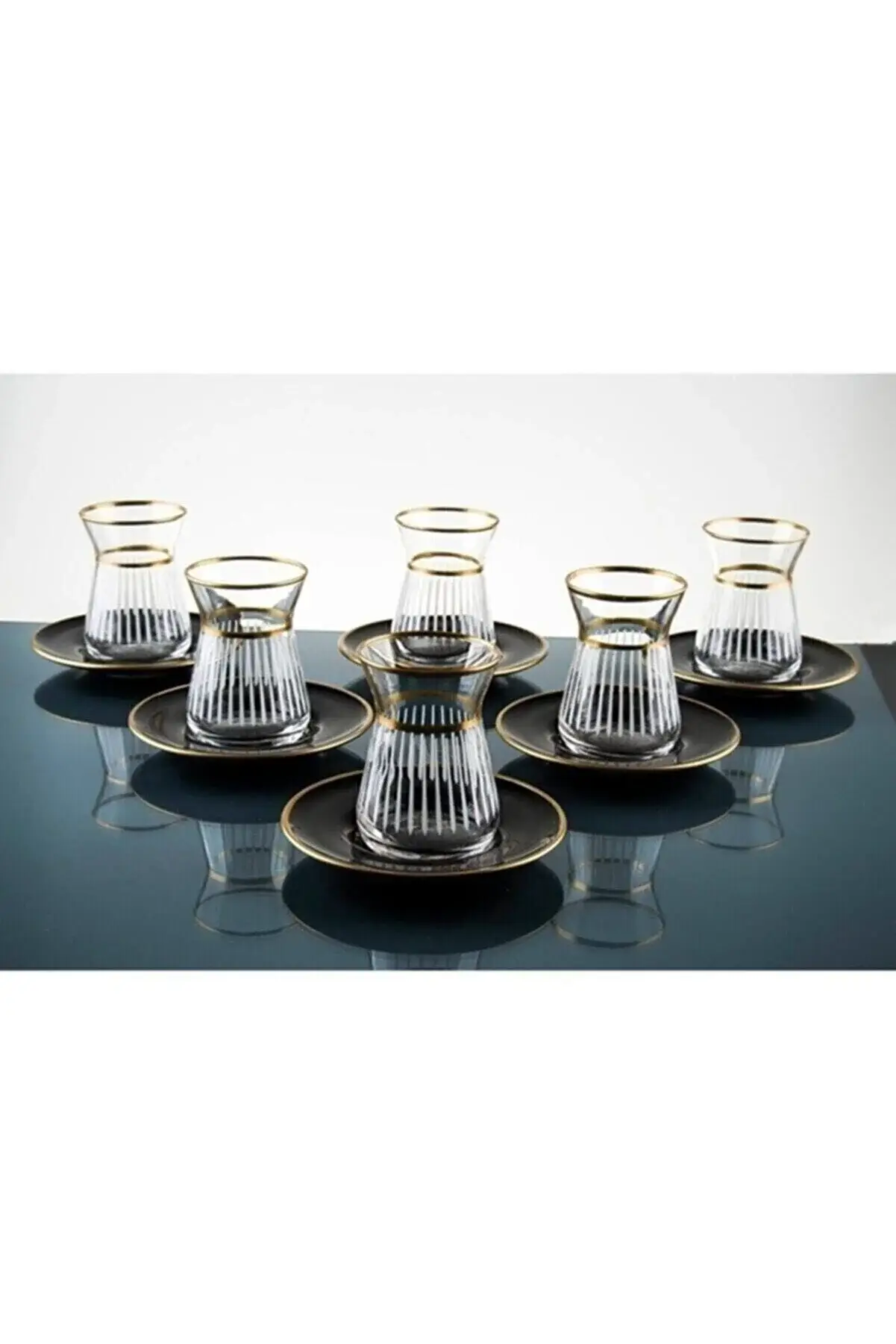 benjashop - Wholesale Tea Set - Paşabahçe 12 Pieces Luxury Irem Tea Set Turkish Tea Set2