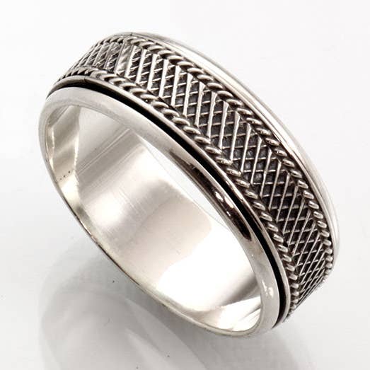 El Expreso de Oriente - Wholesale Band/Stacked Ring - Anti-Stress Braided Alliance in Silver0