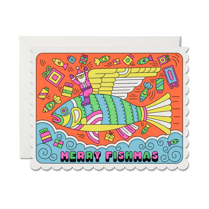 Tarjeta de felicitación Merry Fishmas para venta al por mayor de Red Cap Cards