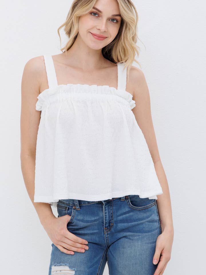 Camiseta sin mangas de punto texturizado para venta al por mayor de Dolly Jolly