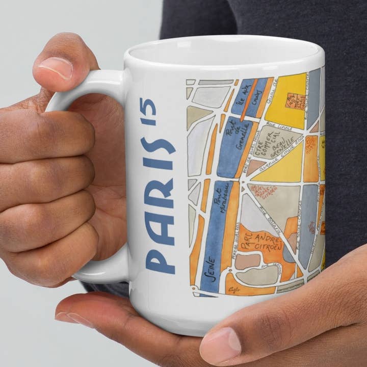 Illustrerad mugg PARIS, 15:e arrondissementet - Stadskarta för wholesale av EmYLo