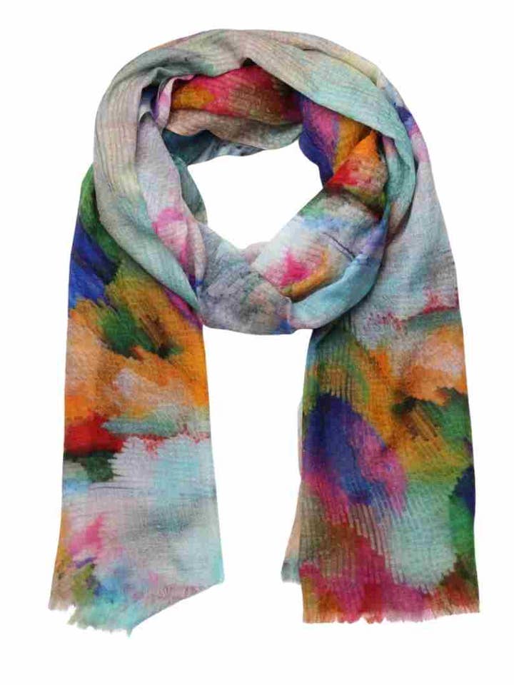 Sciarpa firmata in seta modale astratta per la vendita all'ingrosso da parte di Namaskar Australia