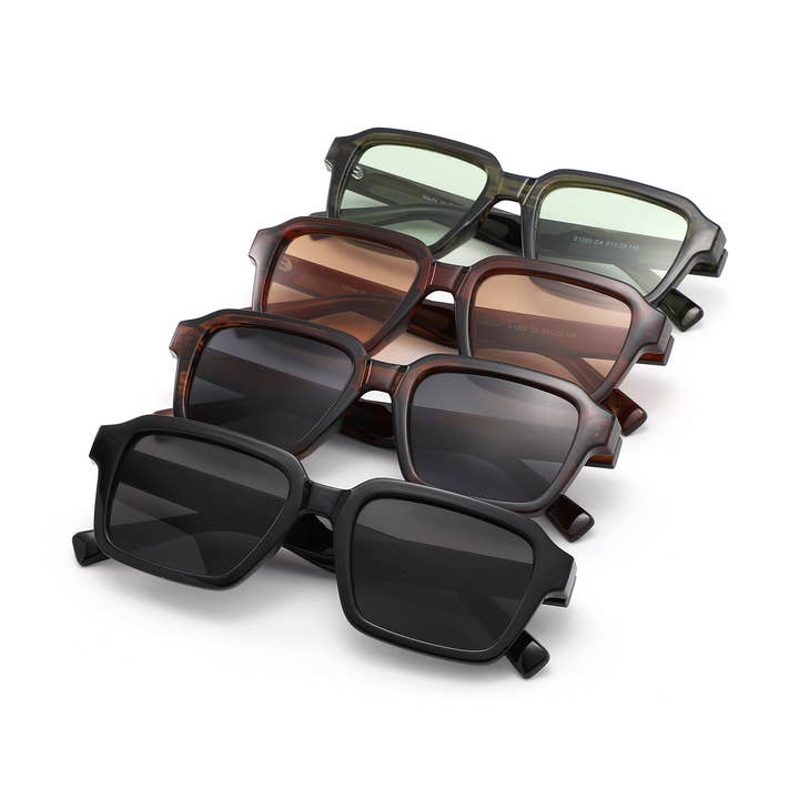 Lunettes de soleil rectangulaires rétro épaisses carrées vintage des années 90 pour la vente par Cramilo Eyewear