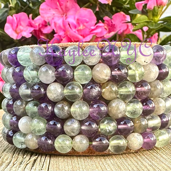 Pulsera elástica de cristal de 6 mm para el chakra de la corona de 7,5” para venta al por mayor de KayleeNYC