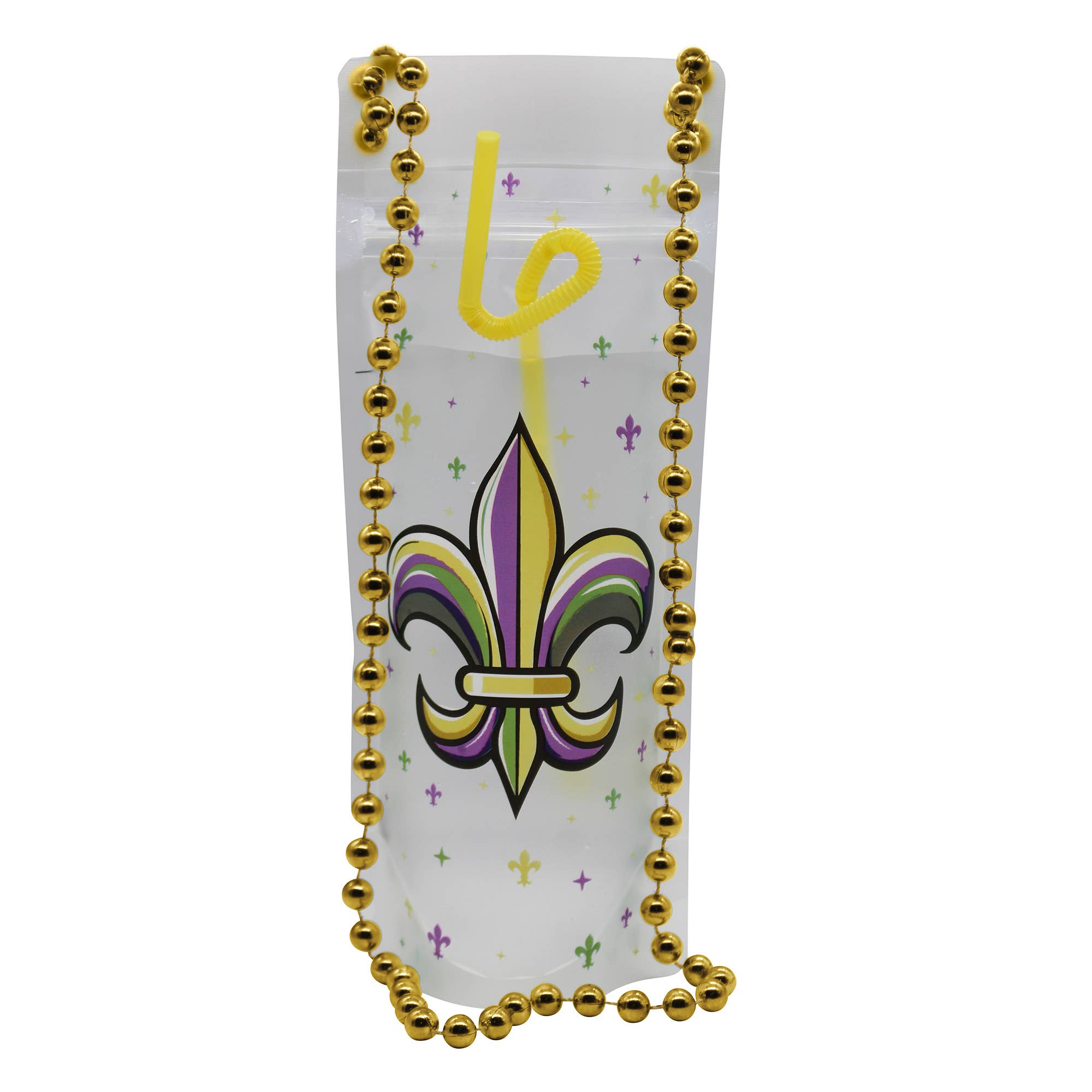 NeckSip – wholesale Party gift – FLEUR-DE-LIS Mardi Gras Wearable Drink Pouches (16oz | 2-pk)4