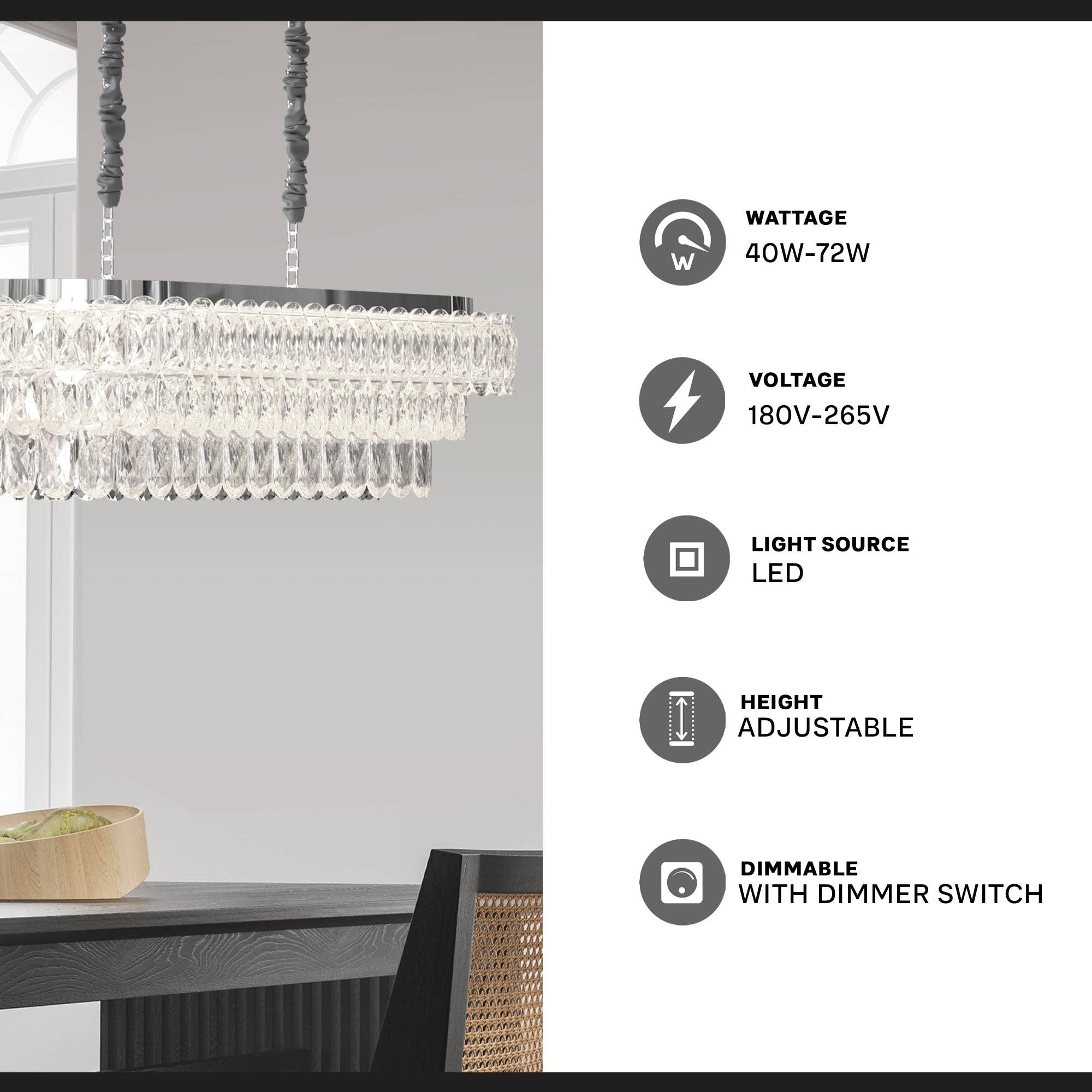 Ledsone - Vente Lustre/Suspension - Lustre de plafond en forme de goutte ovale en cristal ~542411