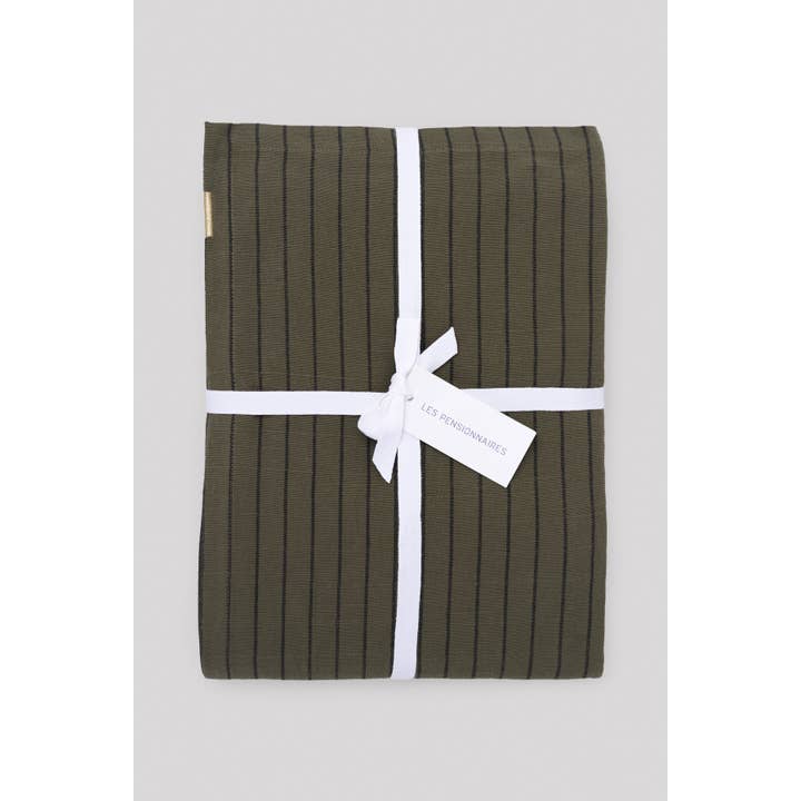Les Pensionnaires - Wholesale Tablecloth - Capri Green Striped Slub Cotton Tablecloth1