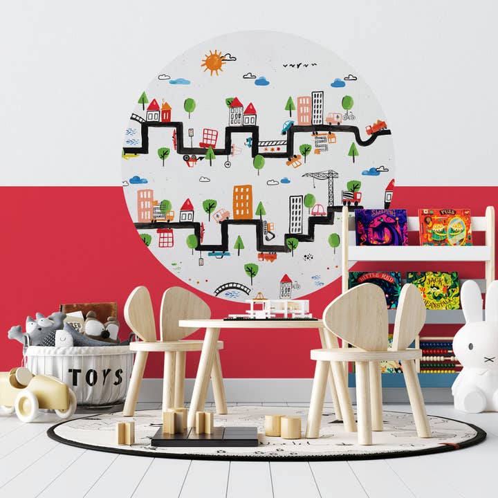 Walloha – Engroshandel Vægdekoration - Børn og baby – Baggrund Circle - CAR MAZE - Bil Baggrund