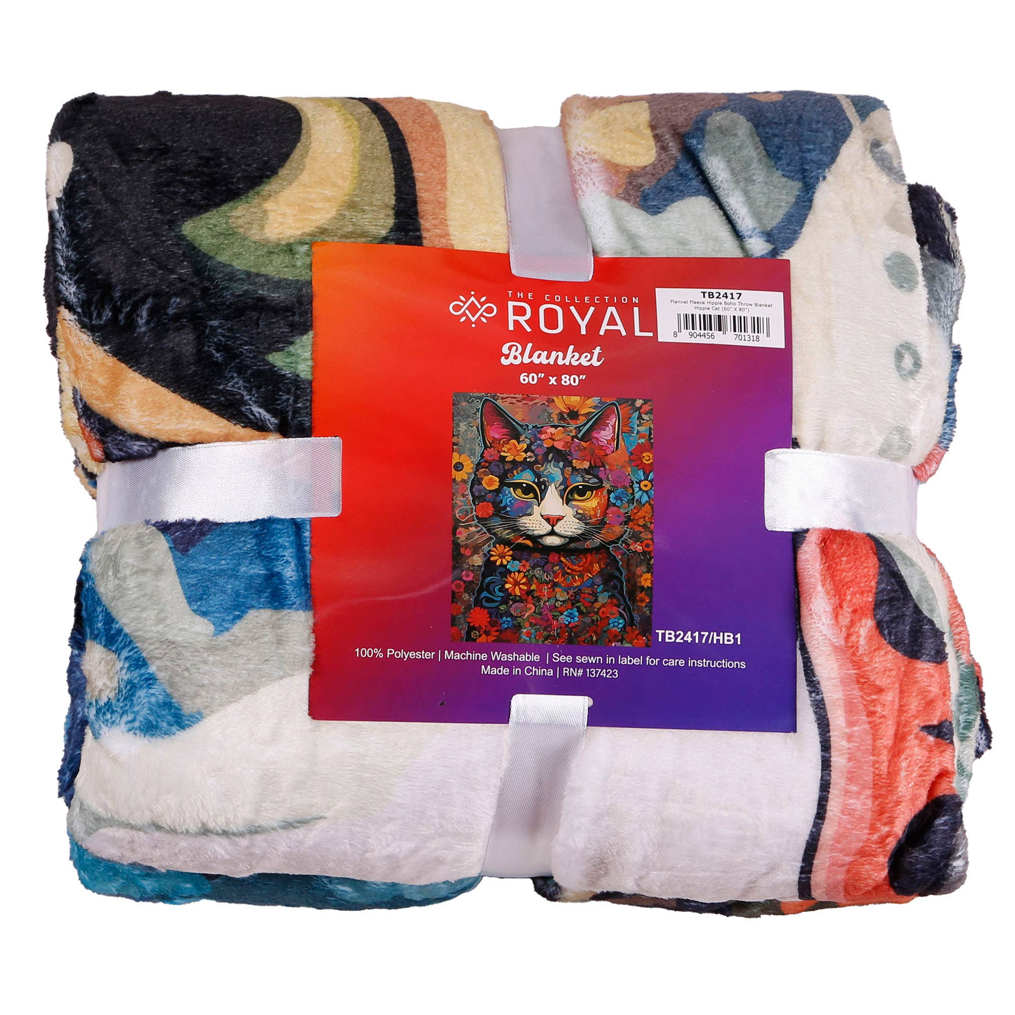 Sunshine Joy - Vendita all'ingrosso Plaid - Coperta artistica in pile Hippie Cat in due misure1