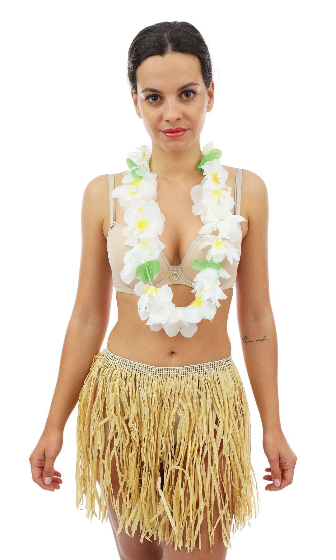 P'tit Clown - Wholesale Costume - Women's - Hawaiian Necklace with Large Two-Tone Flowers1