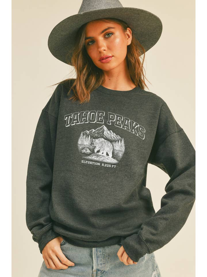 Honestee - Wholesale Graphic Sweatshirt - Women's - Tahoe Peaks Graphic Sweatshirt