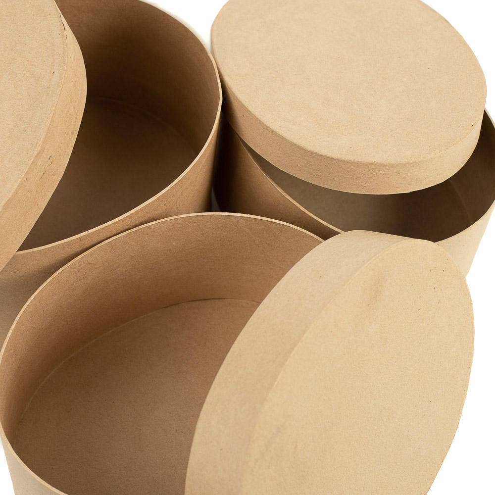 Factory Direct Craft - Vendita all'ingrosso Confezioni regalo - Set di Scatole Ovali Annidate in Cartapesta da 3 Pezzi Preconfezionato3
