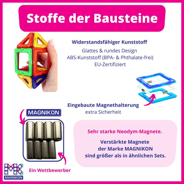 Magnikon – Großhandel Baukasten – Kinder – 2 Stück Magnet Click-Räder für magnetische Bausteine
