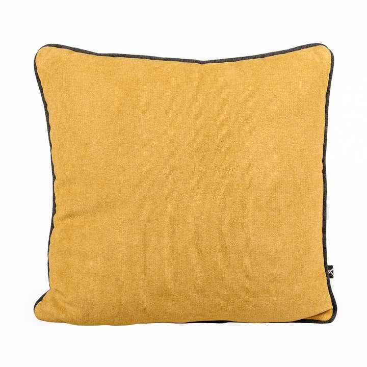 Cushion BELLUS 45x45 Velvet Yellow Mustard with Live Black for wholesale by KUXIN // Home Fashion