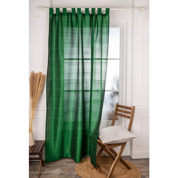 Cortina de Seda Vegana Verde Esmeralda con Anillas | 1 Panel para venta al por mayor de D'Moksha