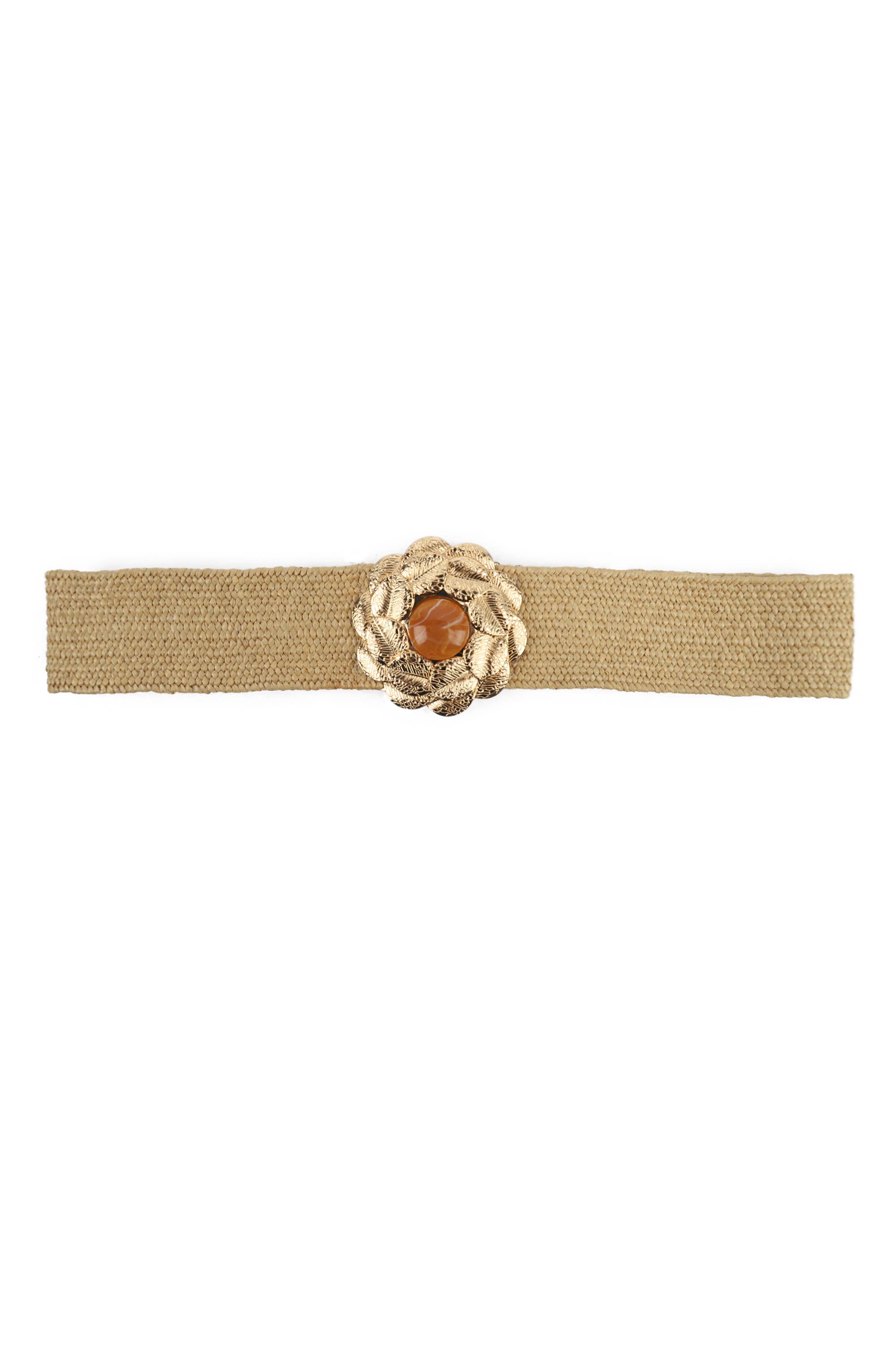 PHANIE MODE - Wholesale Belt - Women's - Elastic Straw Effect Belt with Flower Buckle C-261512