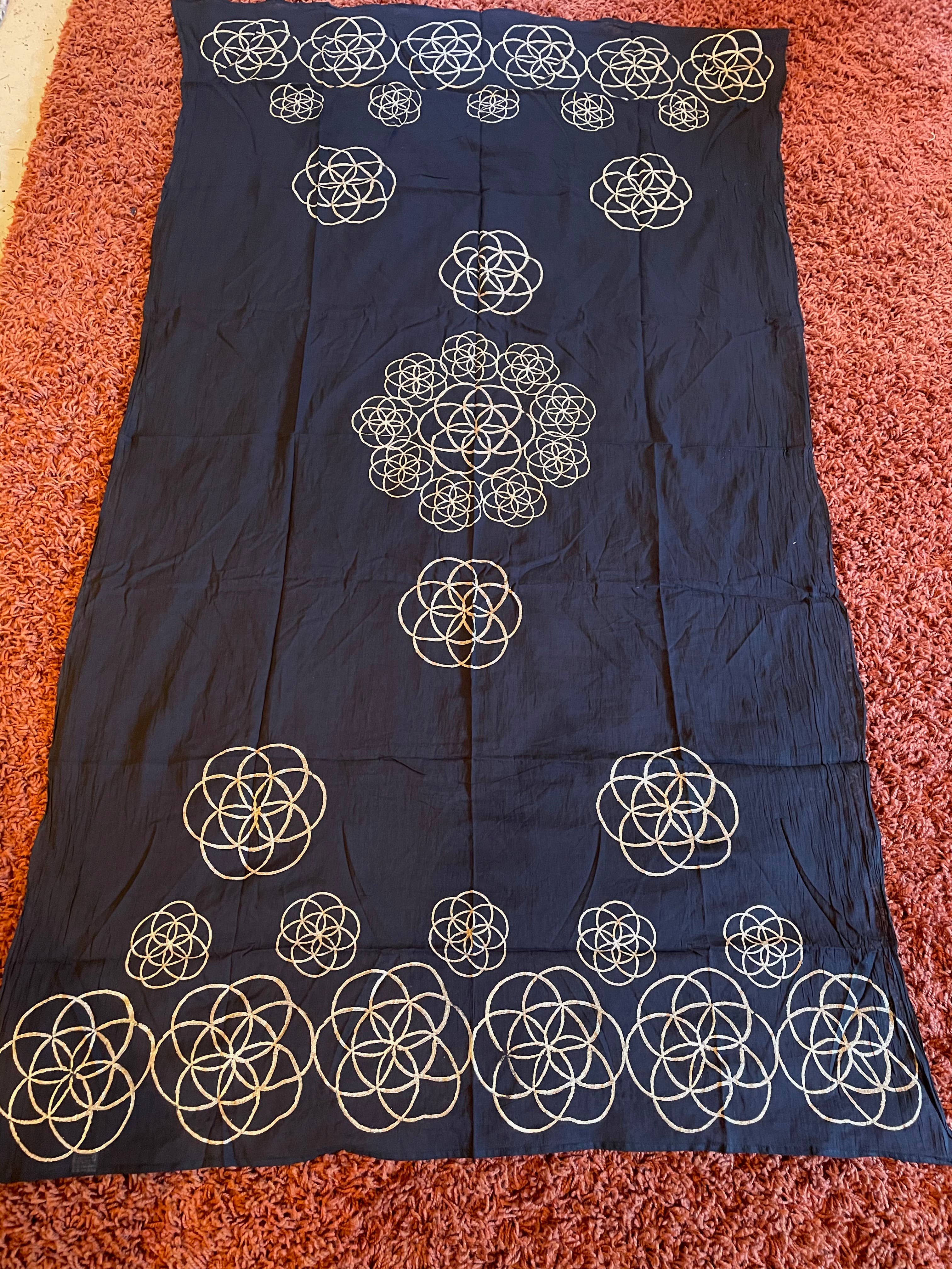 JAYA MOKSHA - Wholesale Scarf - Women's - Black Seed of Life Scarf / Meditation Shawl or Altar Cloth 3