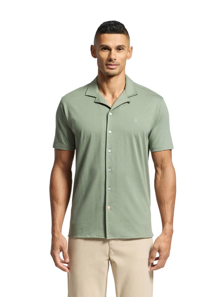 Bryan Camp Collar Short Sleeve Shirt-313 Sea Spray for wholesale by Psycho Bunny