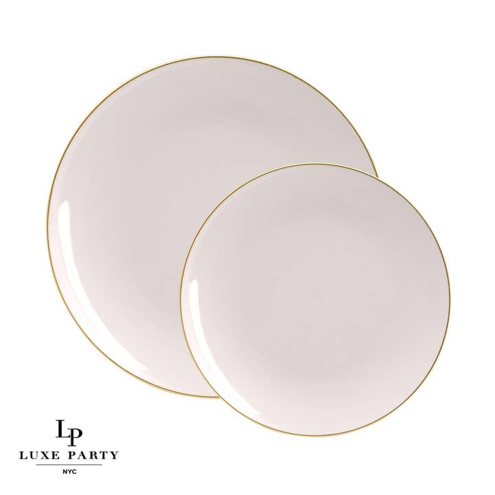 Round Linen • Gold Plastic Plates | 10 Pack for wholesale by Luxe Party