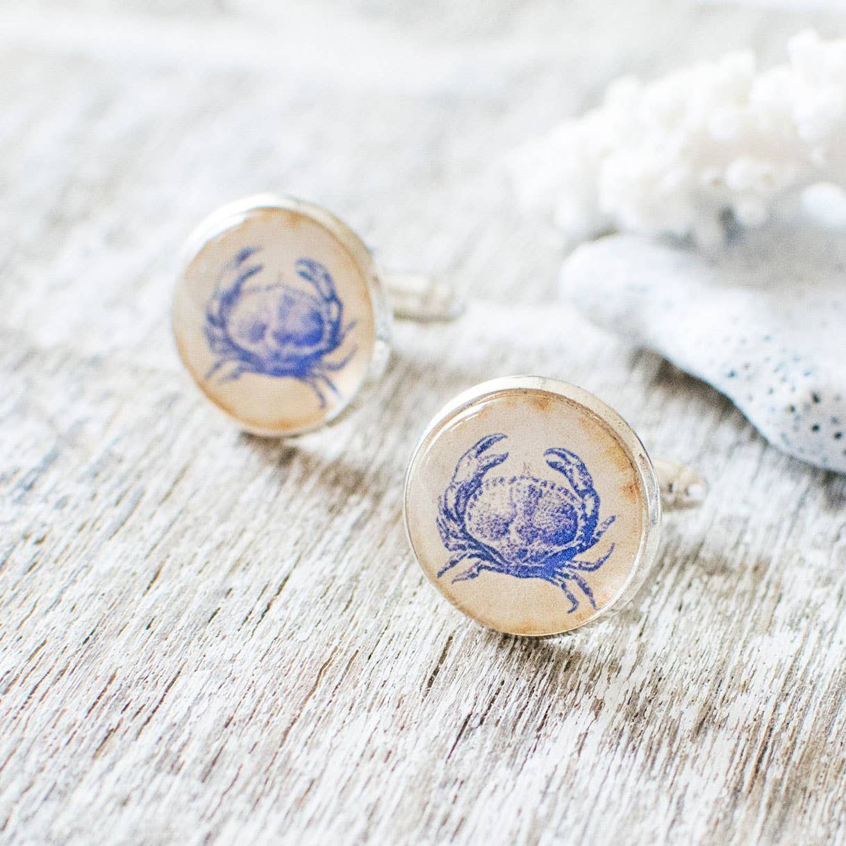 Juju Treasures - Vente Boutons de manchette - Boutons de manchette Blue Crab