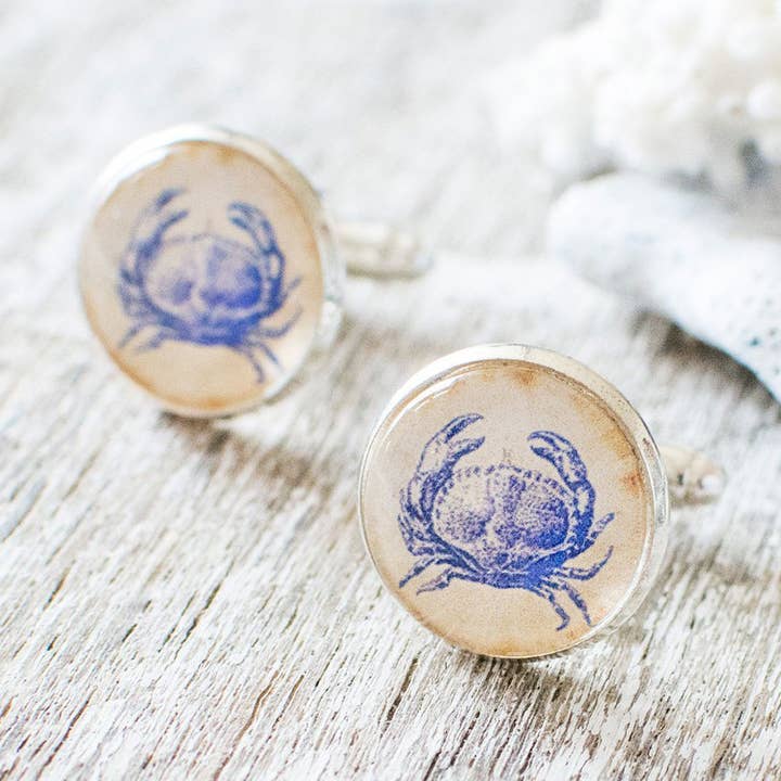 Blue Crab Cufflinks for wholesale by Juju Treasures