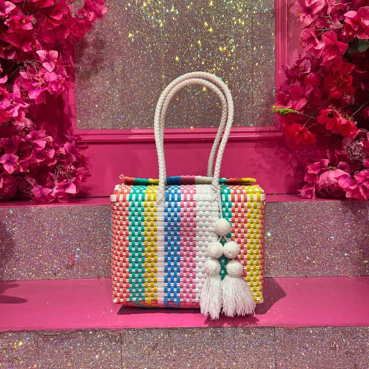 The Faria - Wholesale Beach bag - Pastel Handwoven recycled plastic beach Bags 8