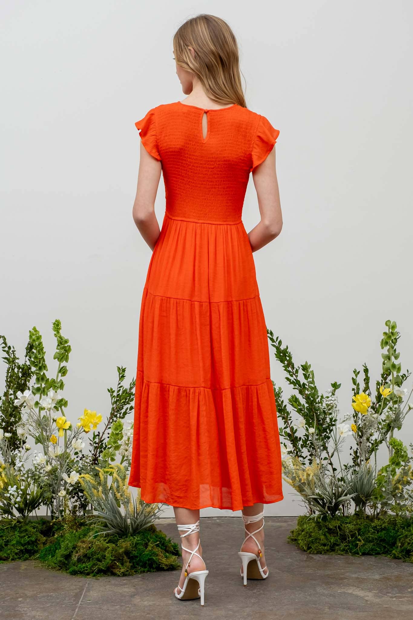 MINE – Vestido - Mulher por atacado – VESTIDO MIDI EM CAMADAS SMOCKED25