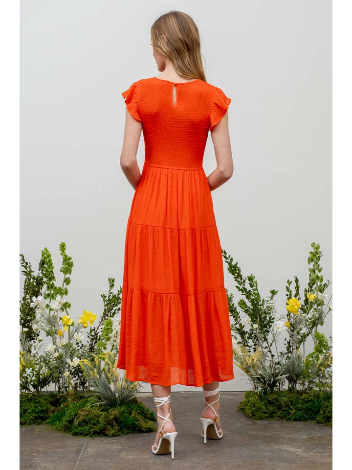 MINE – Vestido - Mulher por atacado – VESTIDO MIDI EM CAMADAS SMOCKED25