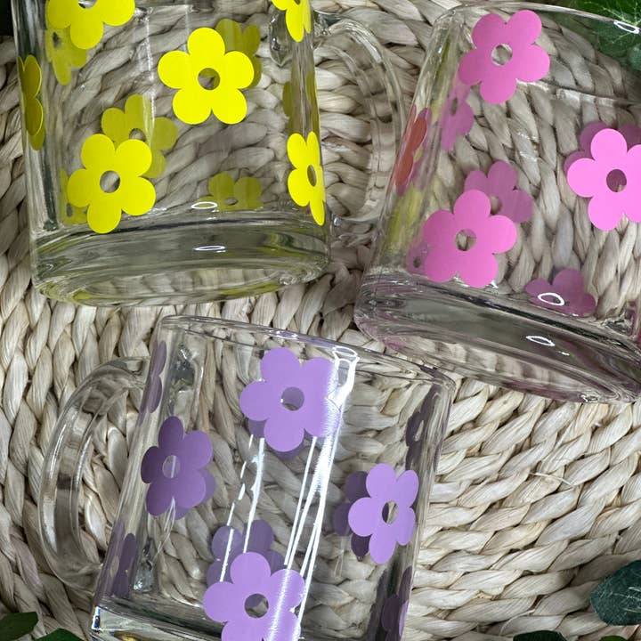Jessdreams Creations LLC - Wholesale Coffee Mug - Retro Flower Coffee glass mug