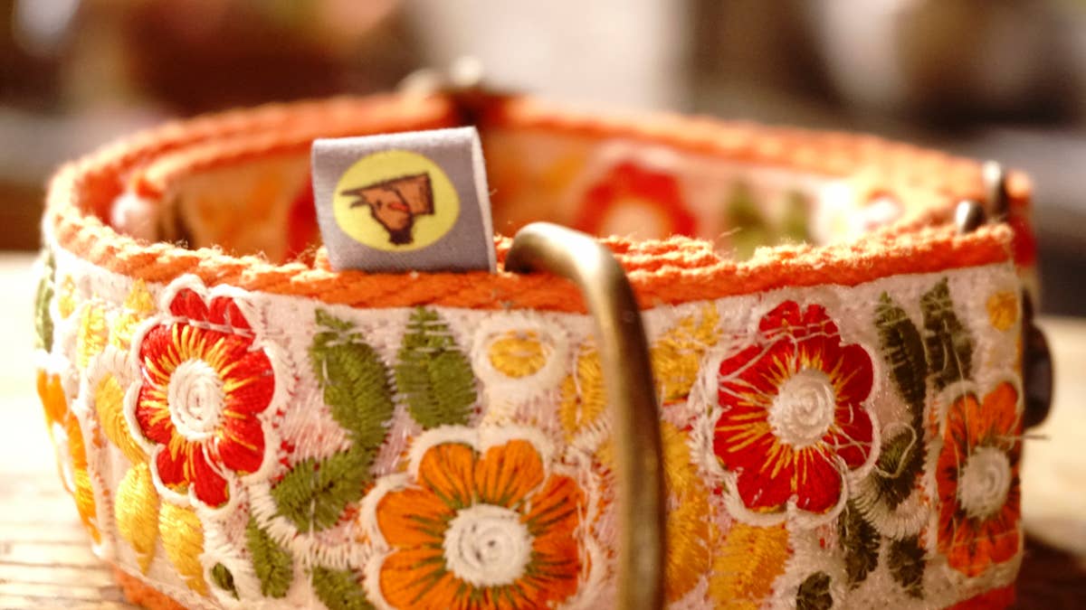 hundsfutter - Wholesale Pet Collar - Dog - Individual orange necklace with floral design.7