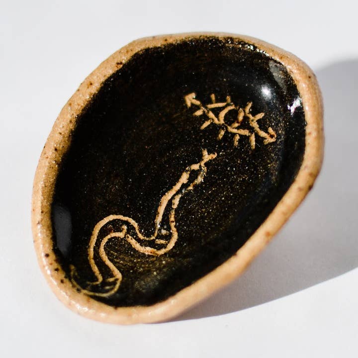 Porta-joias Itty Bitty Evil Eye Snake Anel Cerâmico por atacado de Rough Ware