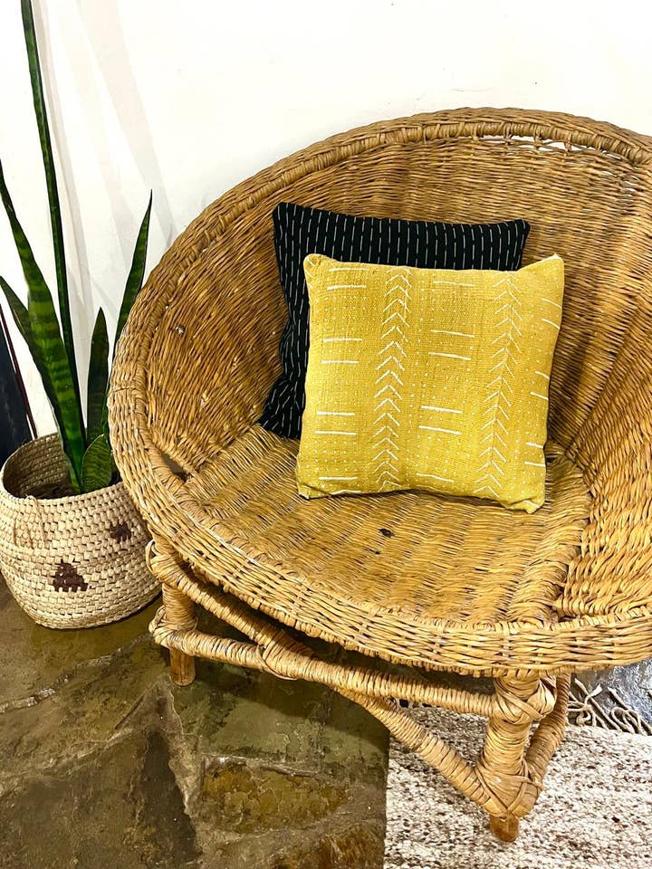 Funda de cojín de tela de barro amarilla para venta al por mayor de Grain of Rice Project