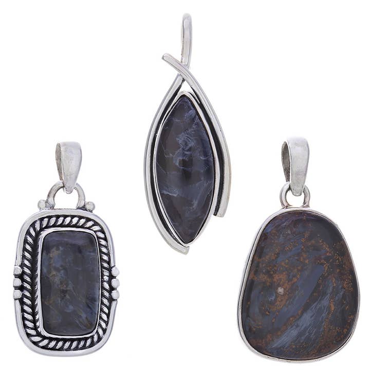 Pendentif en pietersite de taille moyenne de formes variées (26 à 42 mm de haut) pour la vente par Kheops BLJ Jewelry