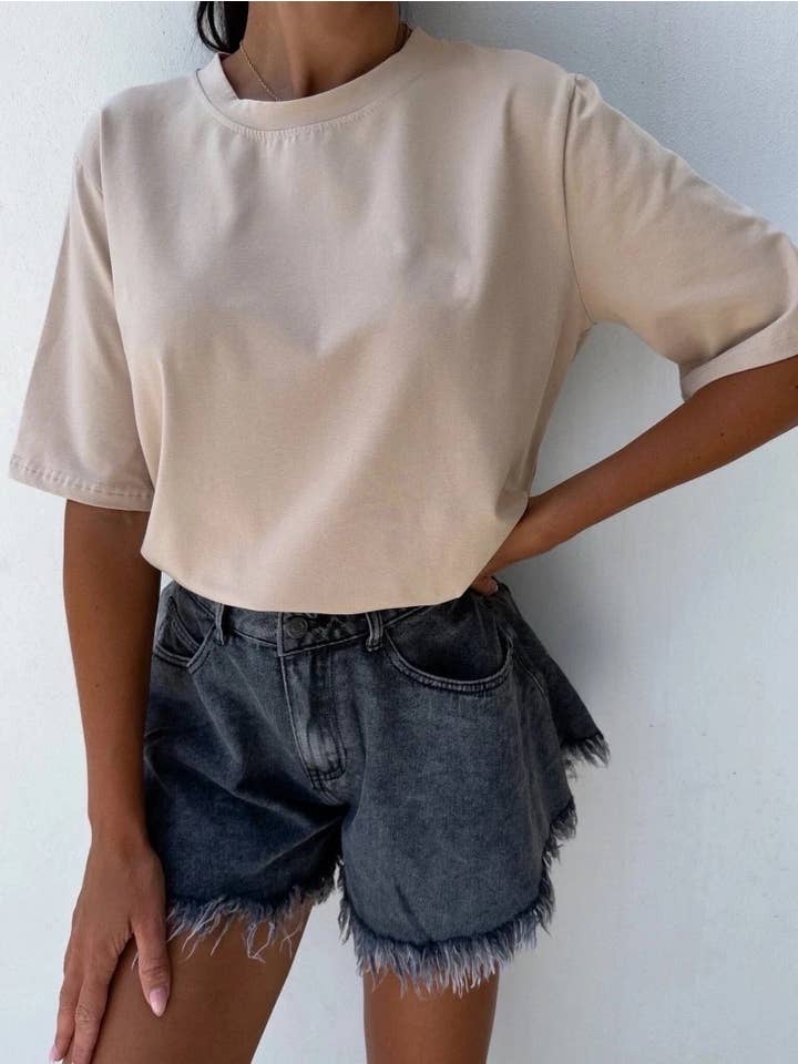ESTEE BROWN - Wholesale T-Shirt - Women's - Large basic plain T-shirt - 2206U