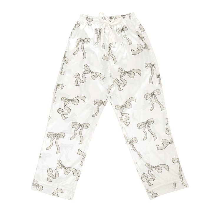 Long Sleeve PJ Set - Flax Bow for wholesale by Bella Sleep + Spa