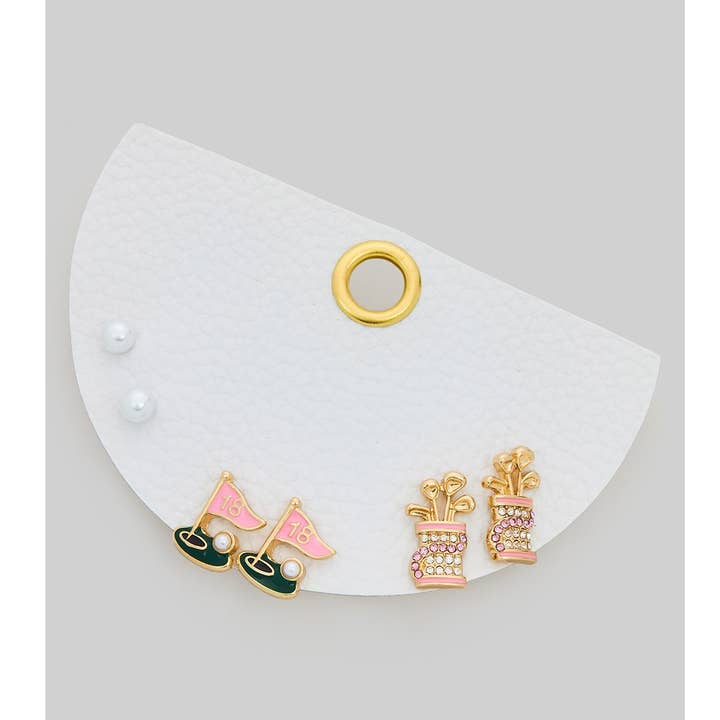 DRIE PAAR GOLF WEDSTRIJDDAG OORBELLEN SET voor wholesale door Girly