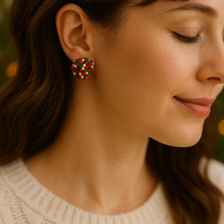 The Bling Barn - Wholesale Stud/Post Earrings - Sno Cap Christmas Color Stud Earrings2